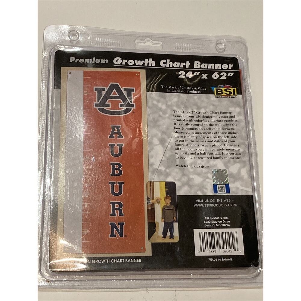 Auburn Tigers Growth Wall Chart Banner 24" x 62" #39045